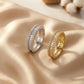 Gold-Plated and Silver-Toned Geometric Band Ring