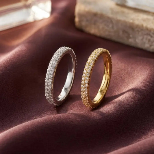 Luxury Silver or Gold-Plated Ring with Zirconia Stones