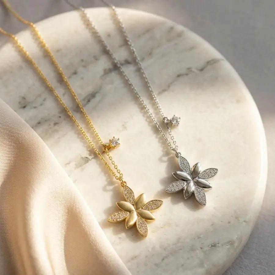  Silver and Gold-plated Alternating Flower Necklace