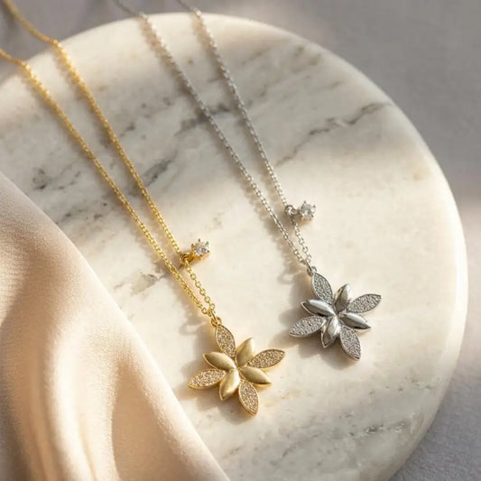  Silver and Gold-plated Alternating Flower Necklace