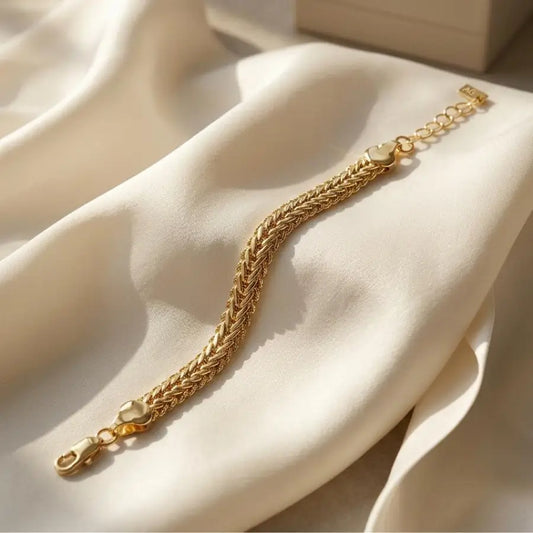 Luxury Gold-Plated Braided Wheat Chain Bracelet
