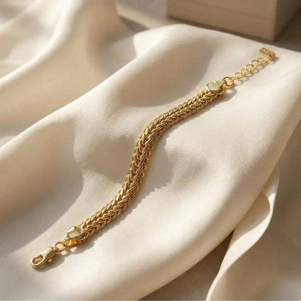 Luxury Gold-Plated Braided Wheat Chain Bracelet