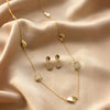 Gold Plated Teardrop Station Necklace and Earrings Set