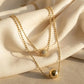 Gold Plated Two-Row Layered Bead Necklace