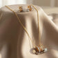 Gold Plated Safety Pin Necklace and Earrings Jewelry Set