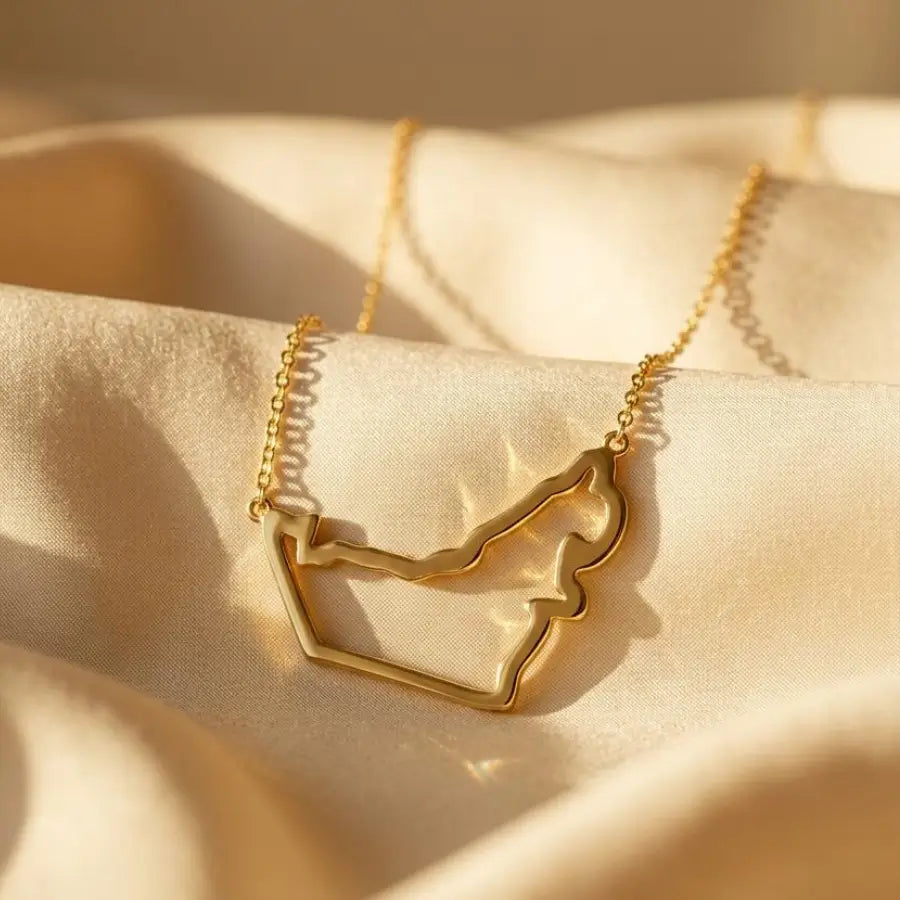 Gold-Plated UAE Map Silhouette Pendant Necklace