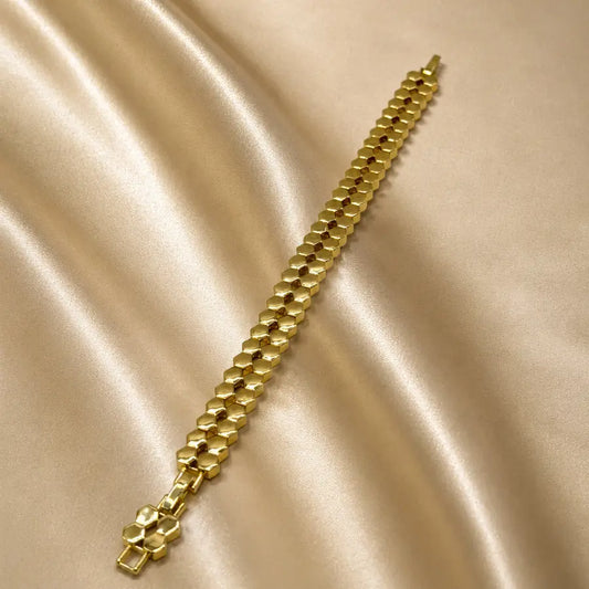 Wide Statement Gold Plated Bangle Bracelet