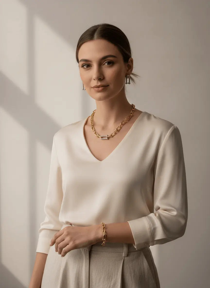 Gold & Silver Plated Chain Set with Zircon (3pcs)