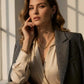 Woman in a stylish outfit with a Gold Plated Chain Jewelry Set with Zircon (3pcs)