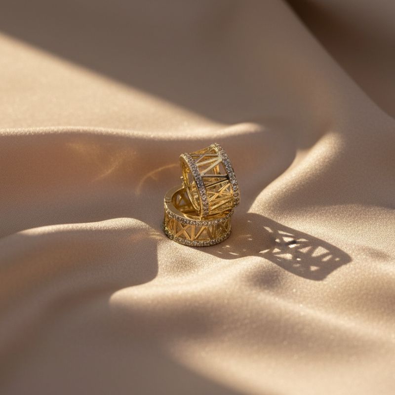 gold-toned Roman numeral hoop earrings