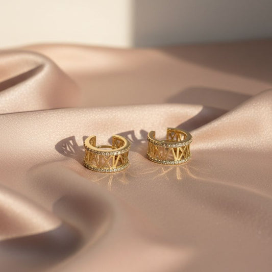 gold-toned Roman numeral hoop earrings