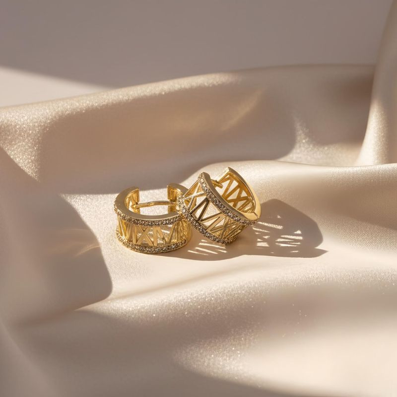 gold-toned Roman numeral hoop earrings