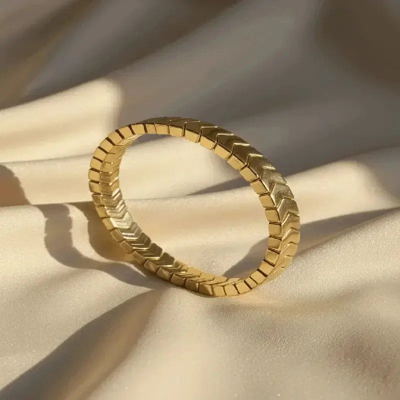 Gold Plated Bangle Bracelets – Chevron Design