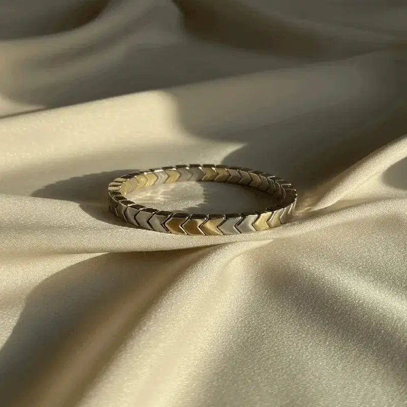 Two-Tone Bangle Bracelets – Chevron Design